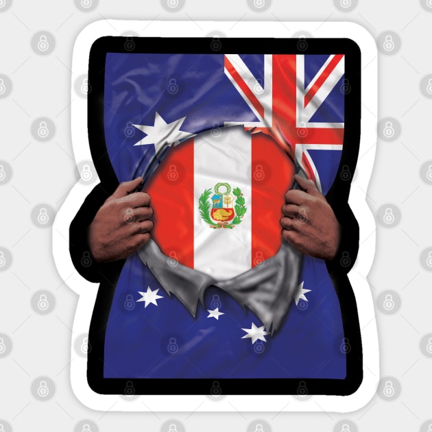 Peru Flag Australian Flag Ripped - Gift for Peruvian From Peru Sticker by Country Flags